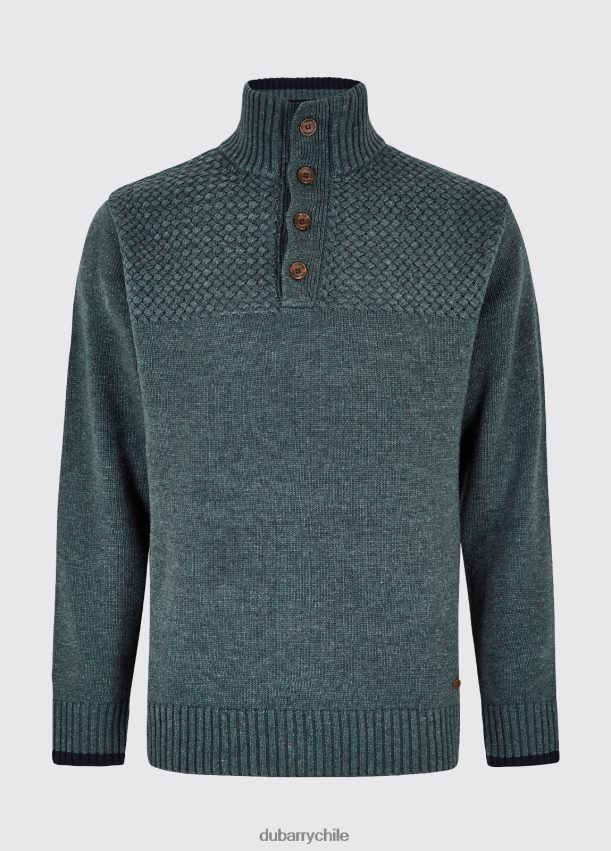 ropa cl Dubarry hombres suéter con cuello redondo y botones guijarro oscuro 4826BV1123